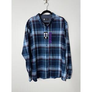 Men's Weatherproof Beacon Blue Plaid Flannel Button-up Shirt 3X/XXXL NWT